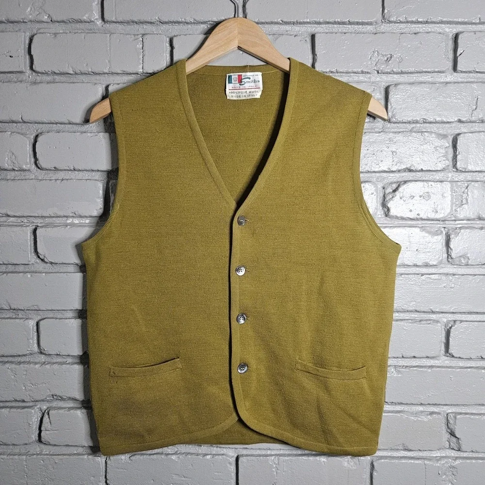 Smiths Womens‎ Vest Medium Wool Green Made In Italy